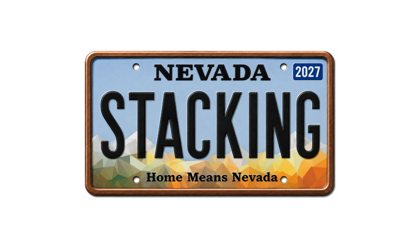 2027 Stacking Across America Nevada License Plate Colorized 1 oz Copper Bar (Series 3)