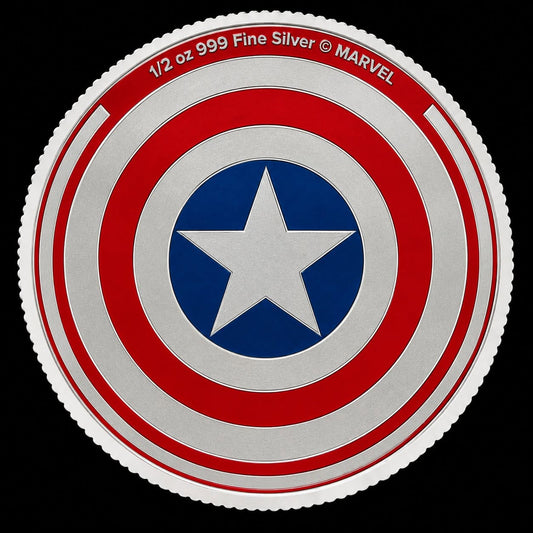 2026 Niue Captain America All Seasons Shield Edition 1/2 oz Silver Coin