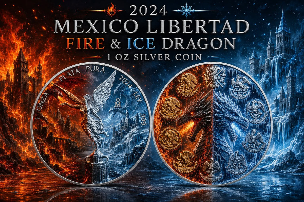 2024 Mexico Libertad Aztec Fire & Ice Dragon 1 oz Silver Coin