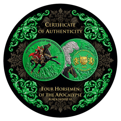 2026 Carpathian Four Horsemen of the Apocalypse Black Horse Space Green Edition 1 oz Silver Coin