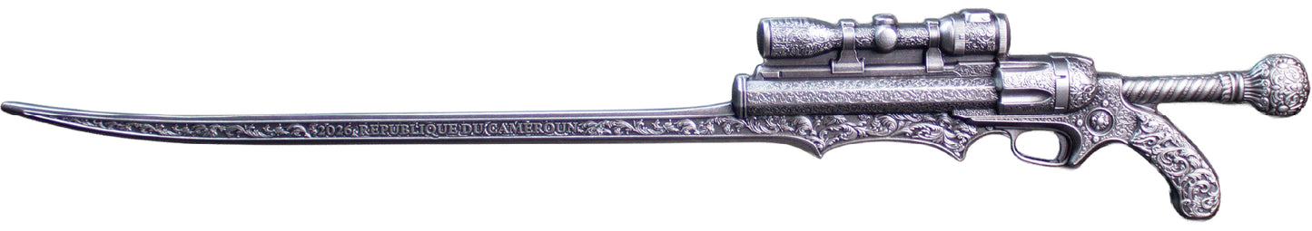 Estimate: 2026 Cameroon Steampunk Gunblade Shaped 2.5 oz Silver Coin (07/10)