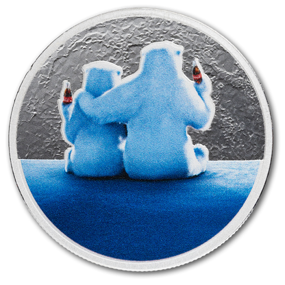 Estimate: 2026 PAMP Coca-Cola Polar Bears Colorized 1 oz Silver Round in TEP