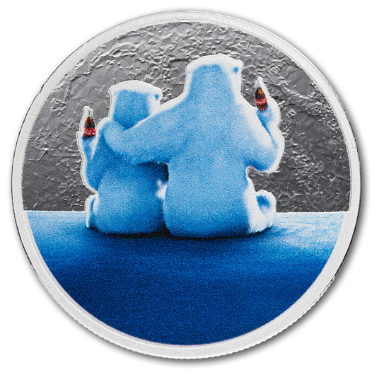 Estimate: 2026 PAMP Coca-Cola Polar Bears Colorized 1 oz Silver Round in TEP
