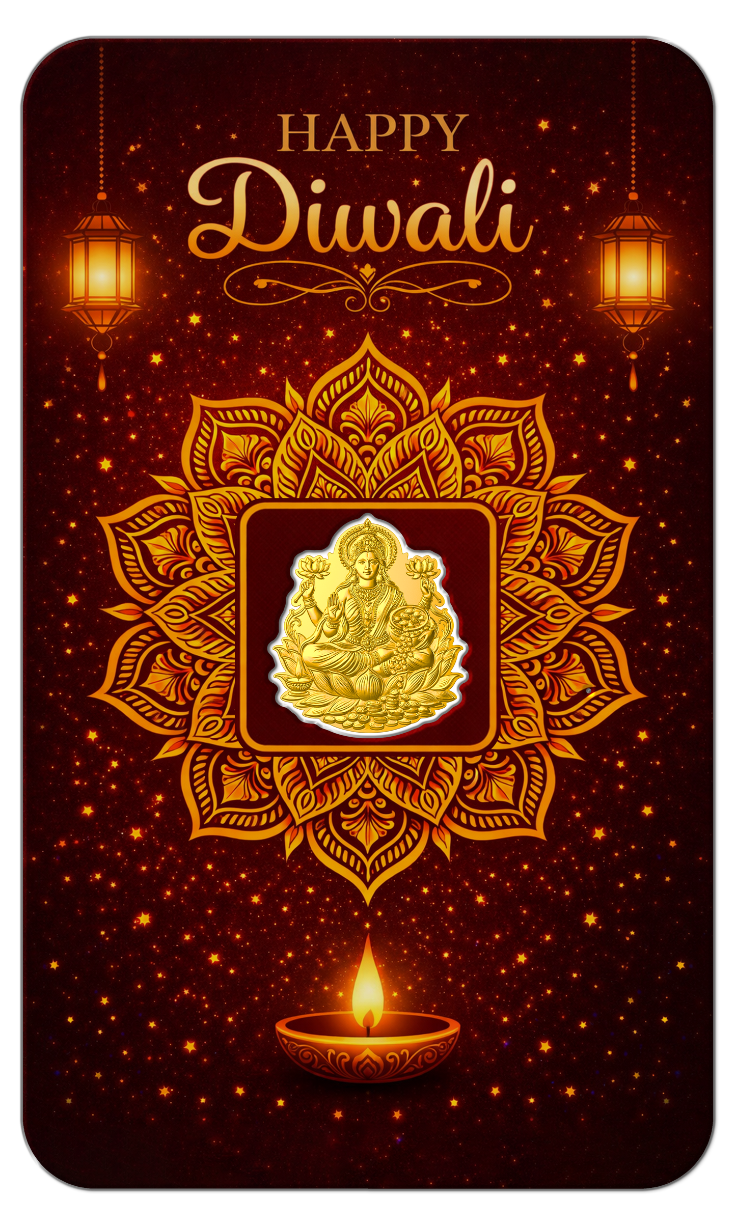 2026 Solomon Islands Diwali Shaped 1/1000 oz Gold Coin in Card