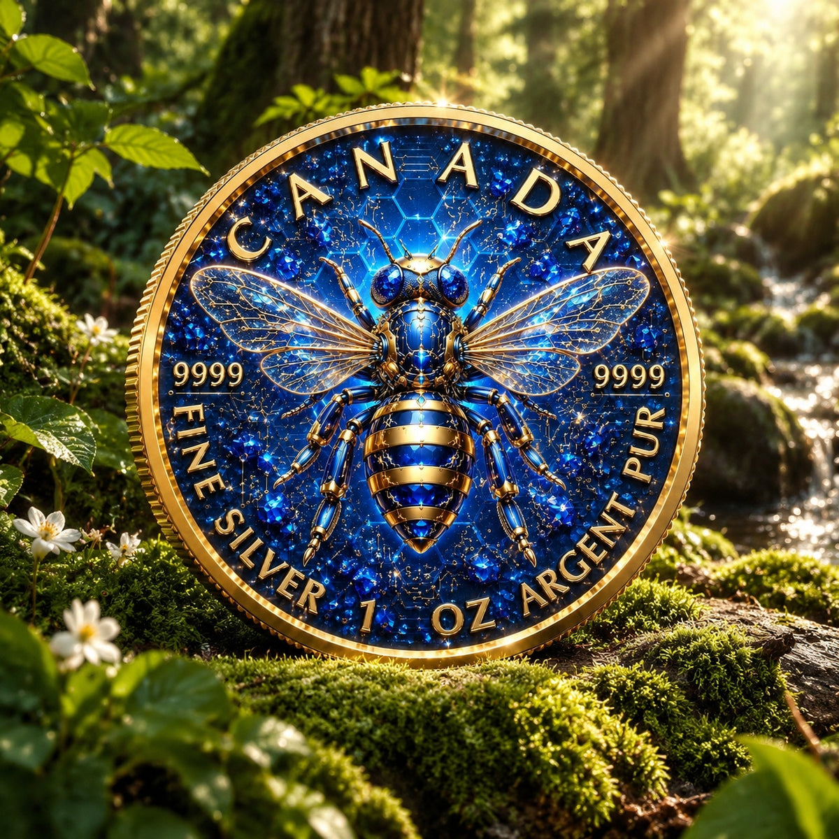 2026 Canada Maple Leaf Sapphire Bee Edition 1 oz Silver Coin