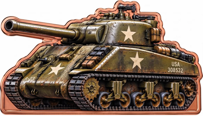M4 Sherman Tank Shaped Colorized 2 oz Copper Medal