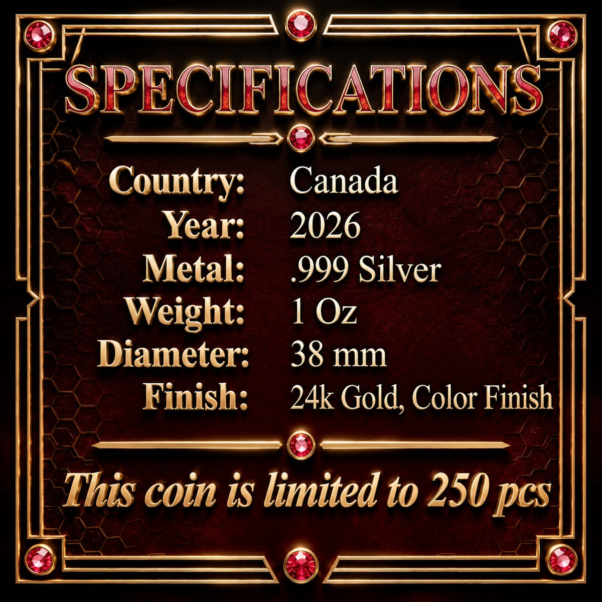2026 Canada Maple Leaf Ruby Bee Edition 1 oz Silver Coin