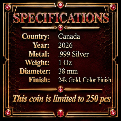 2026 Canada Maple Leaf Ruby Bee Edition 1 oz Silver Coin