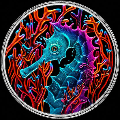 2026 Samoa Seahorse Neon Abyss 1 oz Silver Coin in Capsule (125 Mintage)