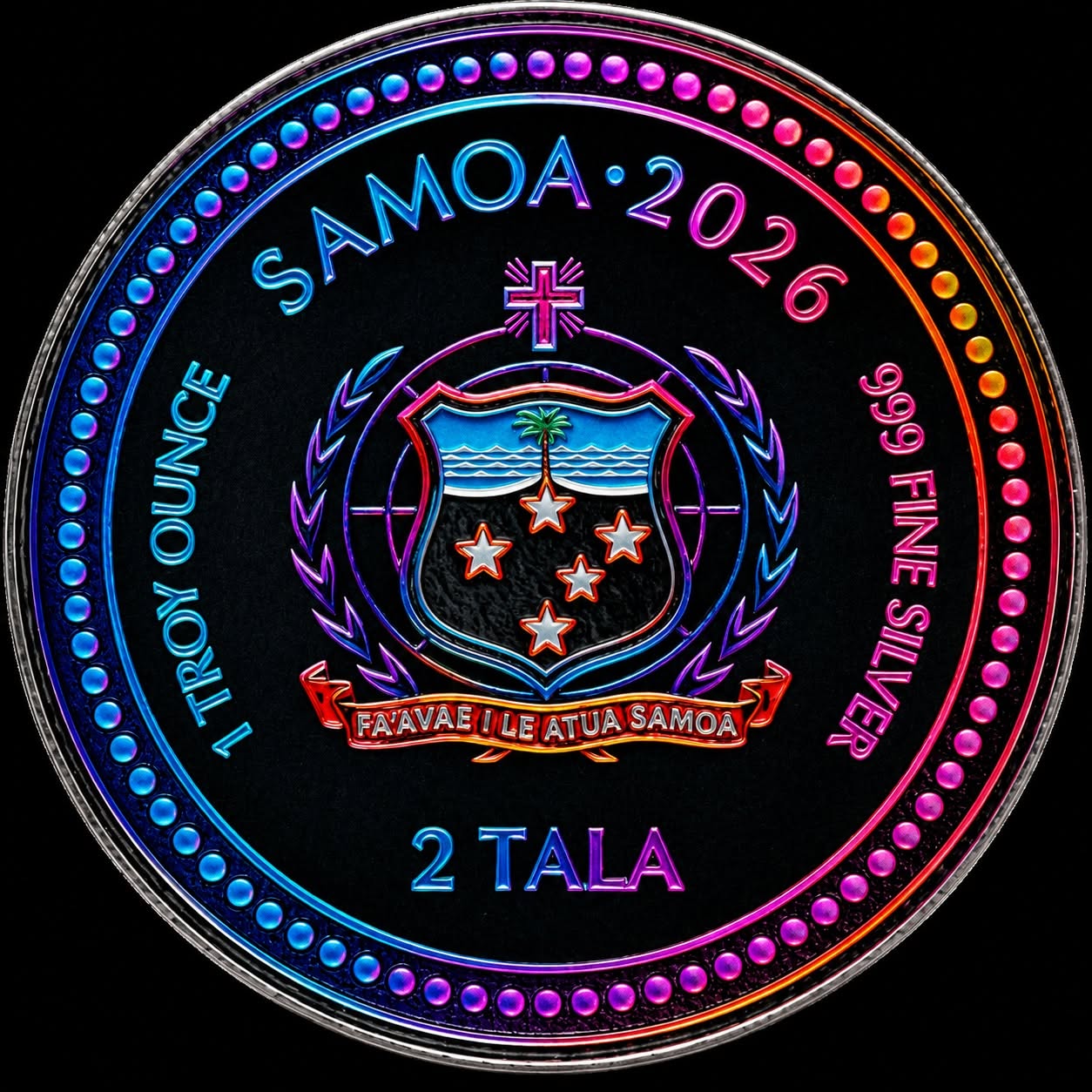 2026 Samoa Seahorse Neon Abyss 1 oz Silver Coin in Capsule (125 Mintage)