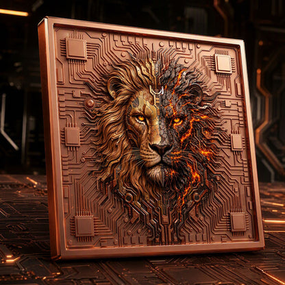Cyber Lion - Duality of Nature 1 oz Copper Bar