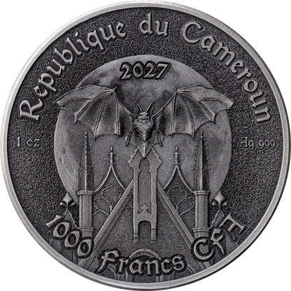 2027 Cameroon Creatures of Nocturne - The Bat 1 oz Silver Coin
