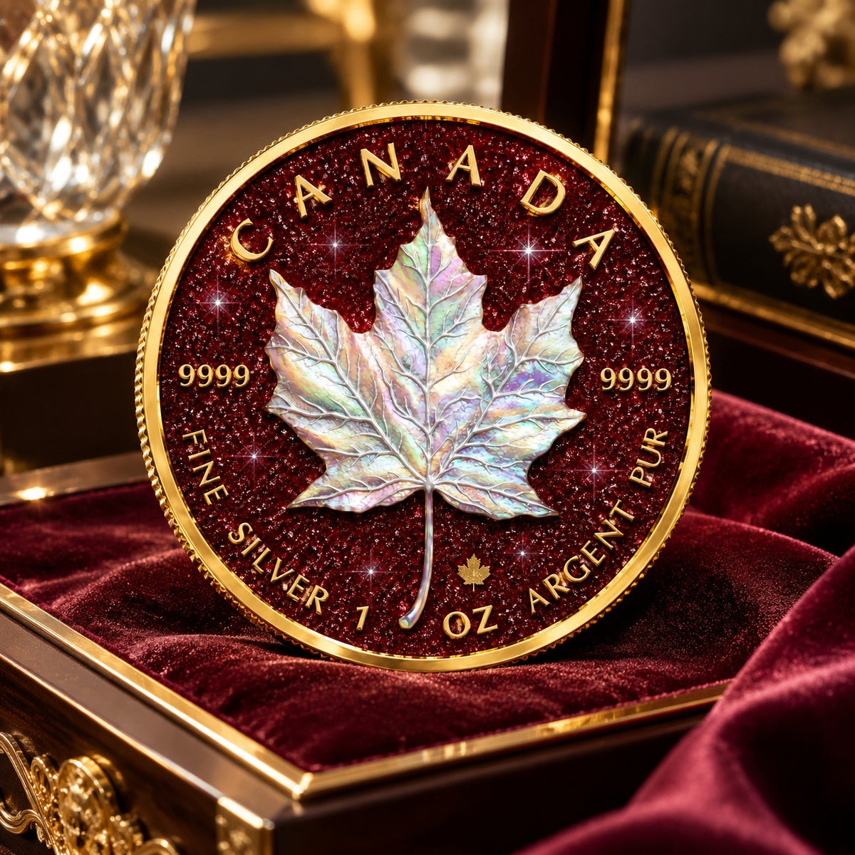 2026 Canada Maple Leaf Pearl Radiance Ruby Edition 1 oz Silver Coin