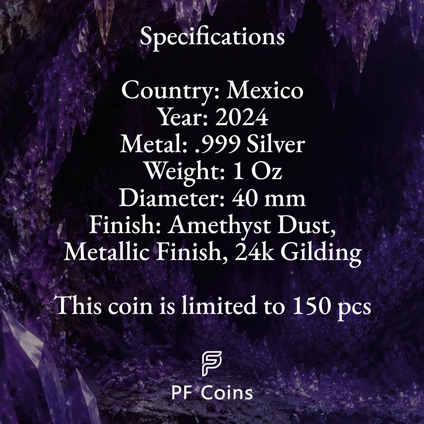 2024 Mexico Libertad Royal Amethyst Edition 1 oz Silver Coin (06/29)