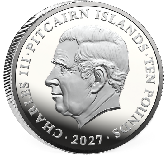 2027 Pitcairn Islands Queen's Beast Greyhound Gold Gilt 5 oz Silver Coin