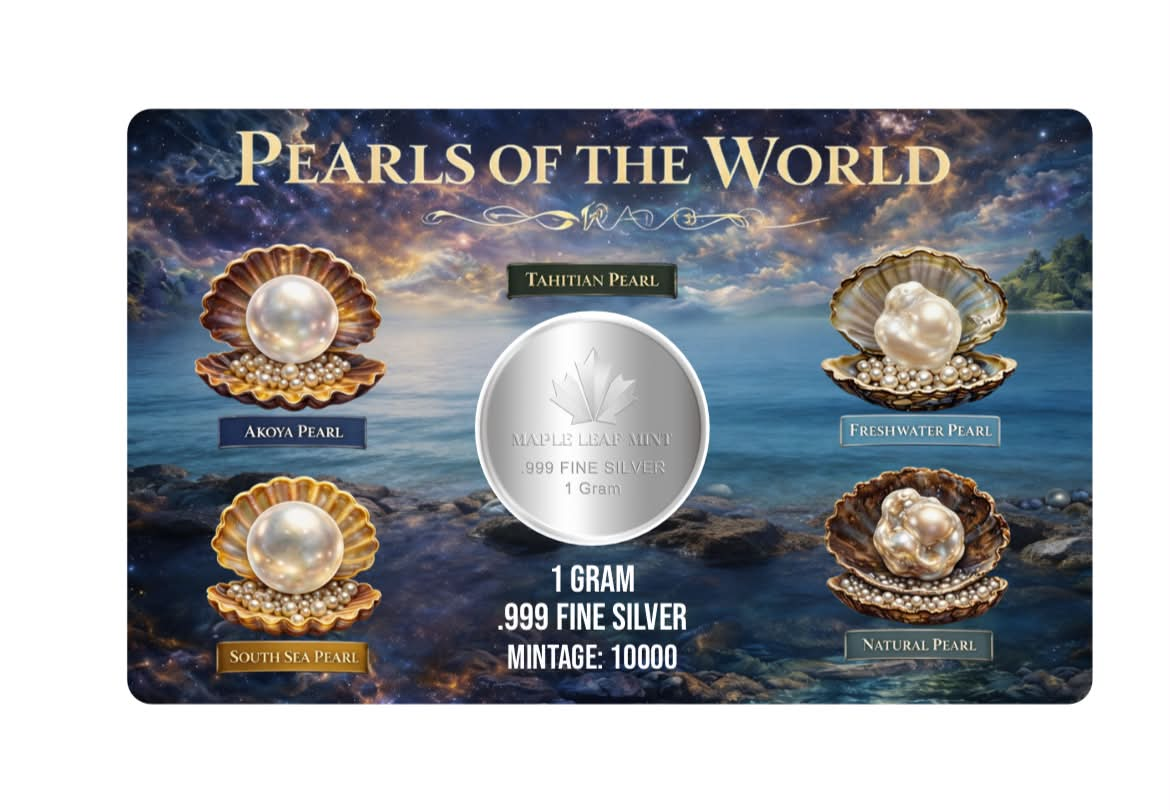 Tahitian Pearl Shaped 1g Silver Medal in Card