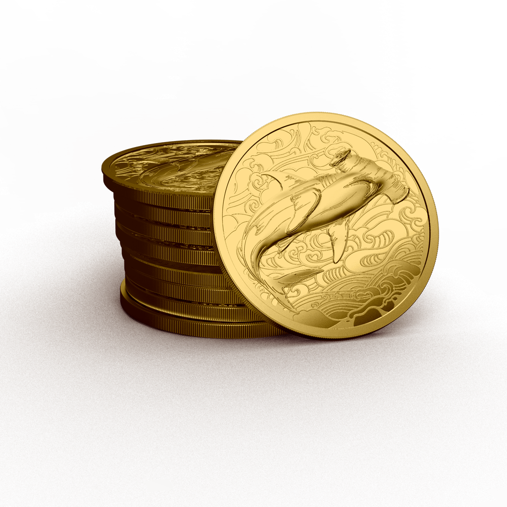 2026 Pitcairn Islands Ocean Wonders Hammerhead Shark 0.5g Gold Coin