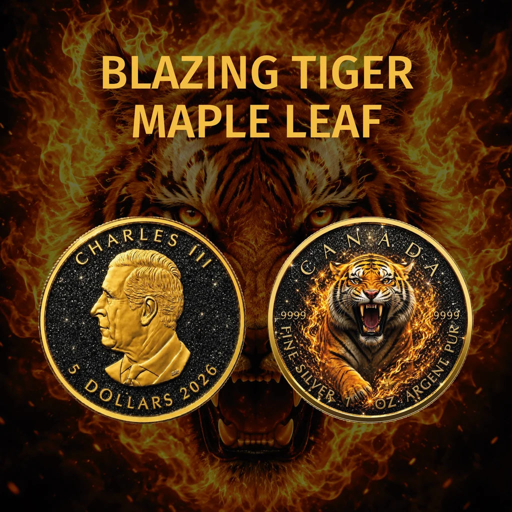 2026 Canada Maple Leaf Blazing Tiger Black Diamond Edition 1 oz Silver Coin