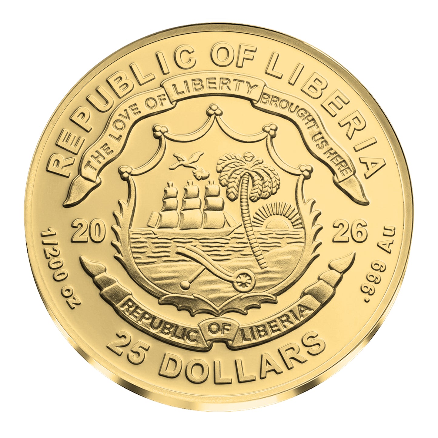 2026 Liberia Wall Street 1/200 oz Gold Coin (08/07)