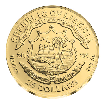 2026 Liberia Wall Street 1/200 oz Gold Coin (08/07)