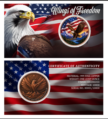 Wings of Freedom Colorized 1 oz Copper Round in Card (06/29)