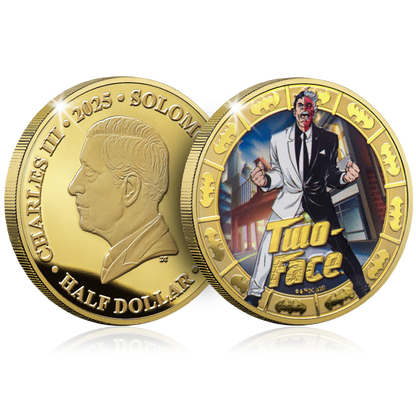2025 Solomon Islands DC Two-Face Gold Plated 27.5g CN Coin in Card (07/13)