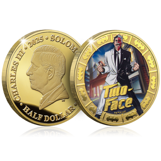 2025 Solomon Islands DC Two-Face Gold Plated 27.5g CN Coin in Card (07/13)