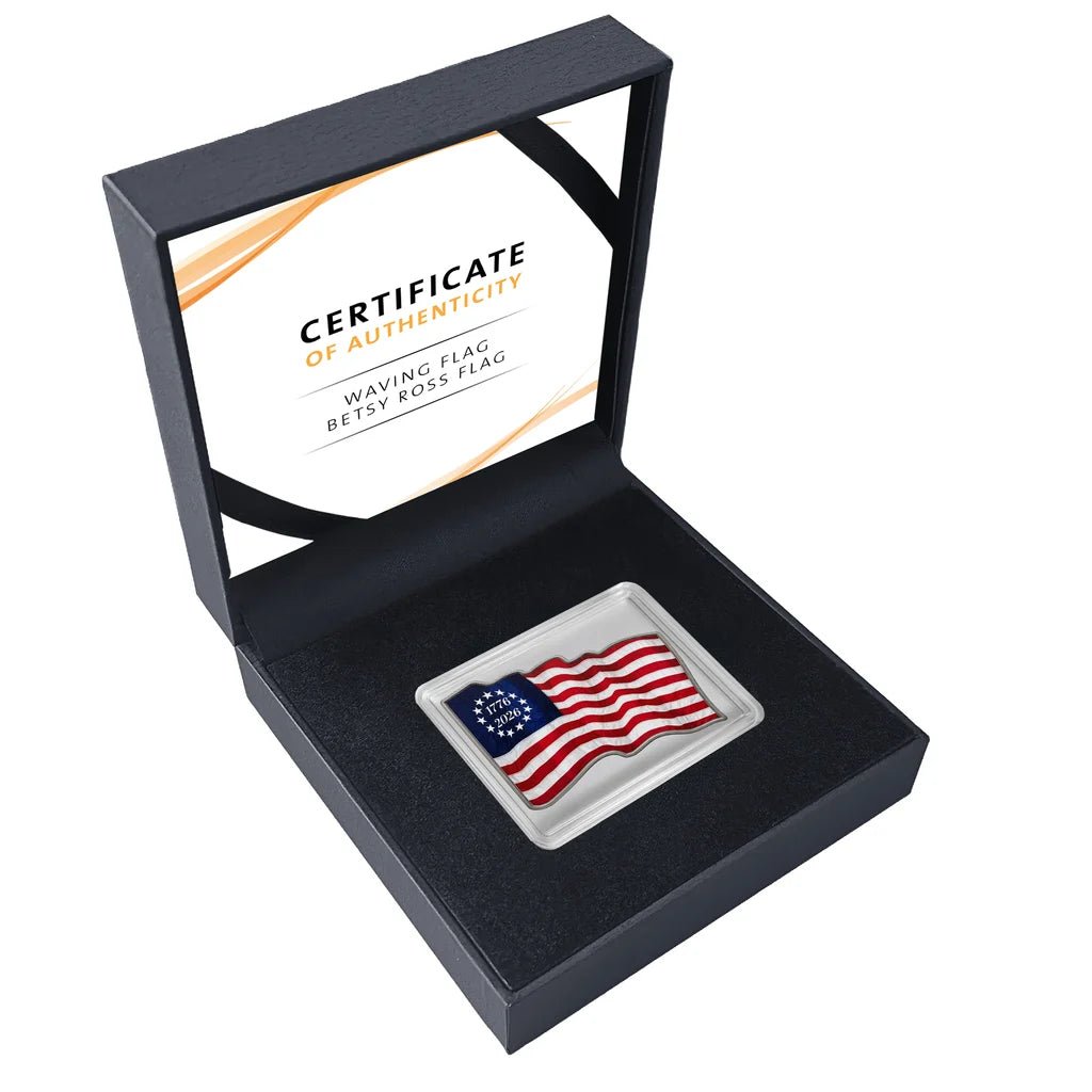 2026 Cameroon Betsy Ross 3D Waving Flag 1/2 oz Silver Coin
