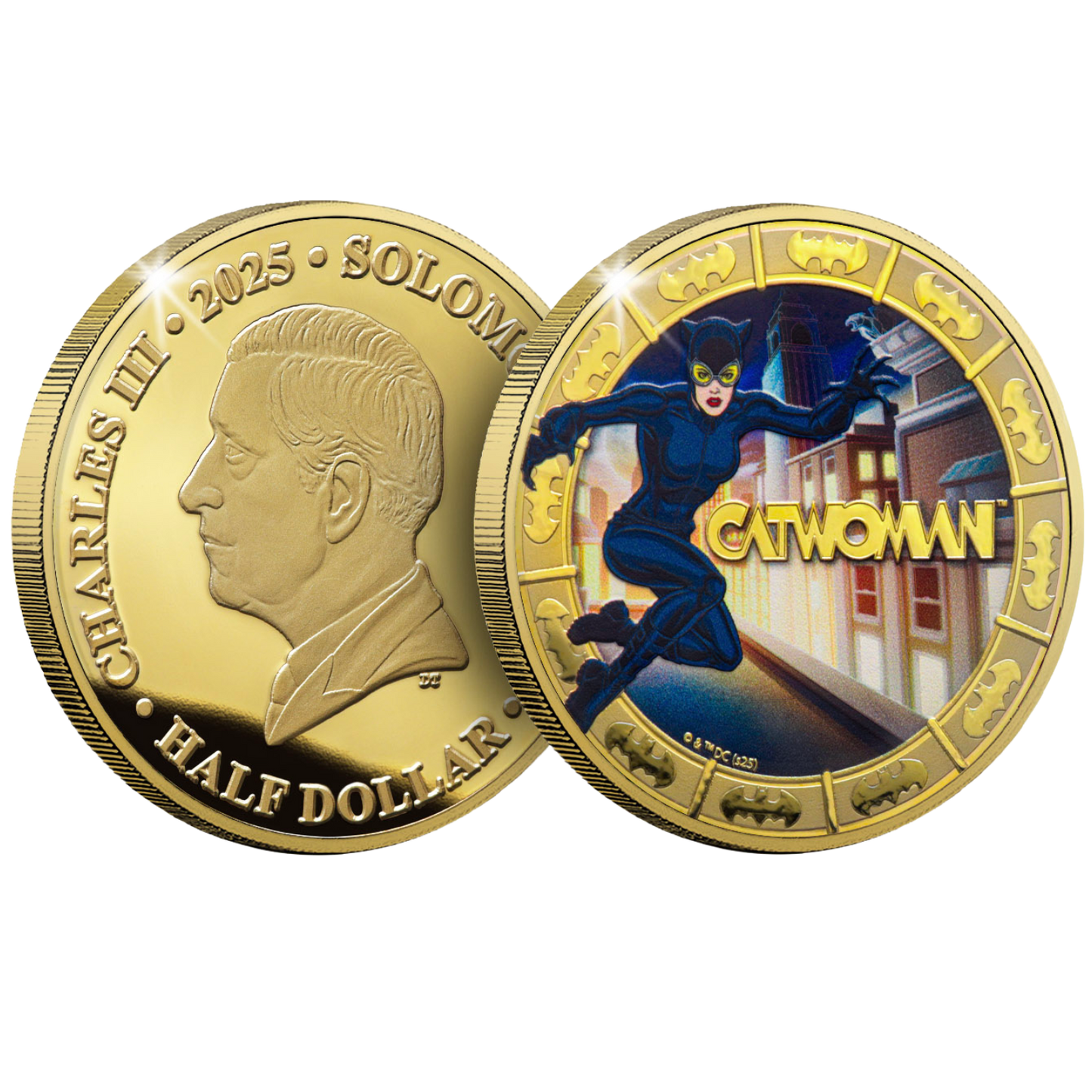 2025 Solomon Islands DC Catwoman Gold Plated 27.5g CN Coin in Card (07/13)