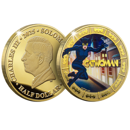 2025 Solomon Islands DC Catwoman Gold Plated 27.5g CN Coin in Card (07/13)