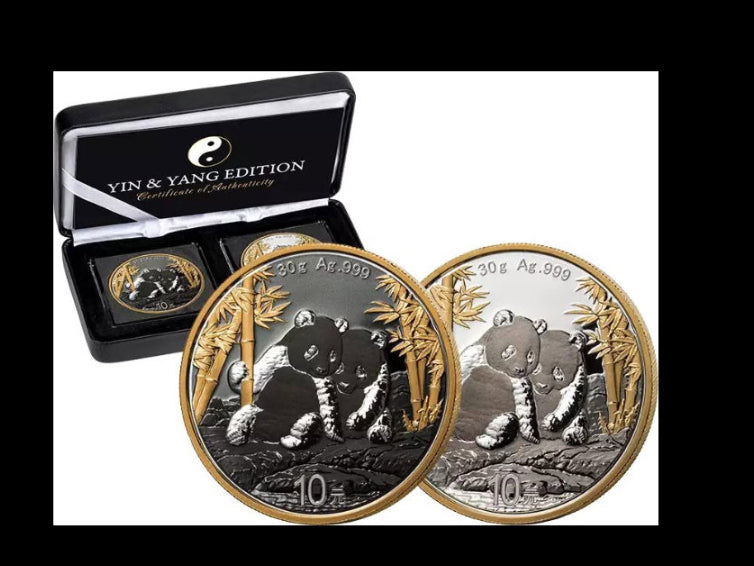 2026 China Panda 2x 30g Silver Golden Enigma Yin & Yang Set in Box w/COA (1888 Mintage)