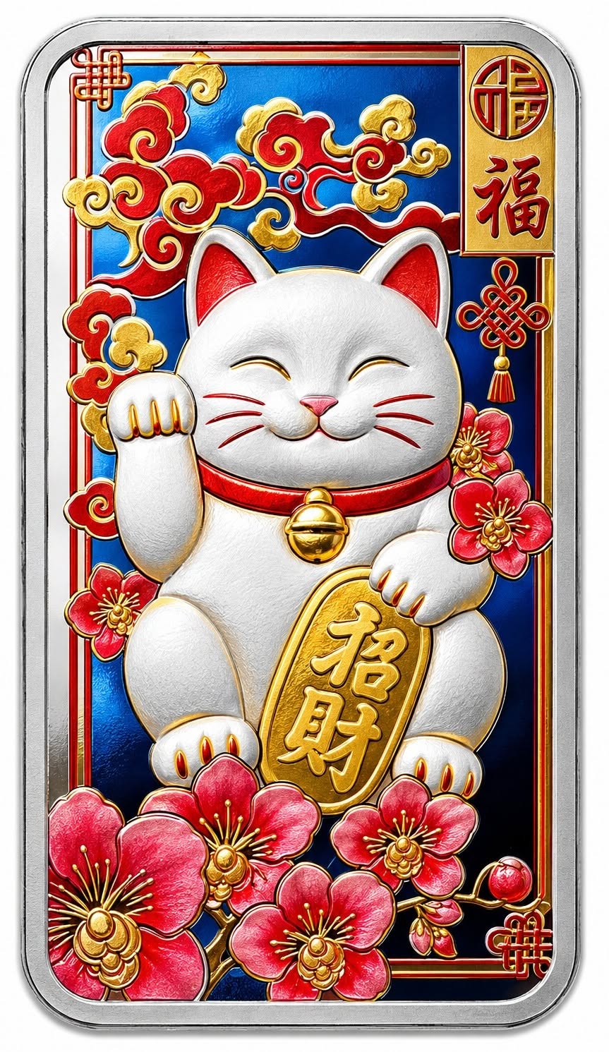 PAMP USA Lucky Cat 1 oz Silver Bar in Color