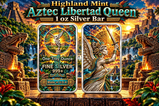 Highland Mint Aztec Libertad Queen 1 oz Silver Bar (299 Mintage)
