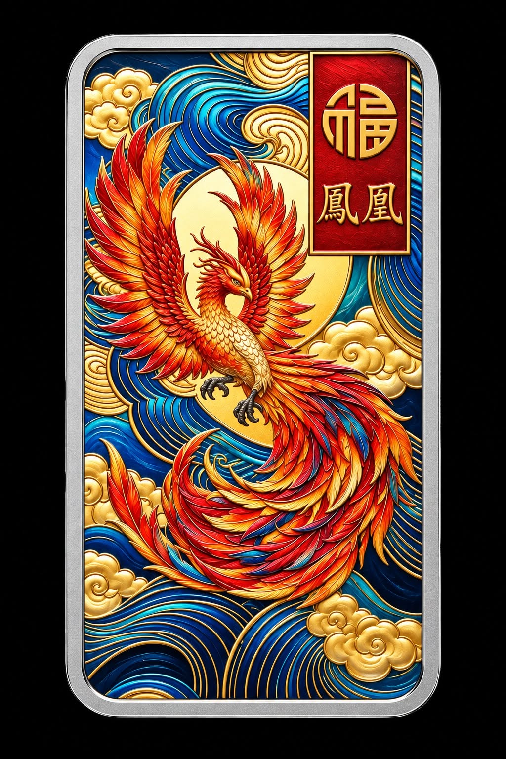 PAMP USA Good Luck Phoenix 1 oz Silver Bar in Colour (150 Mintage)