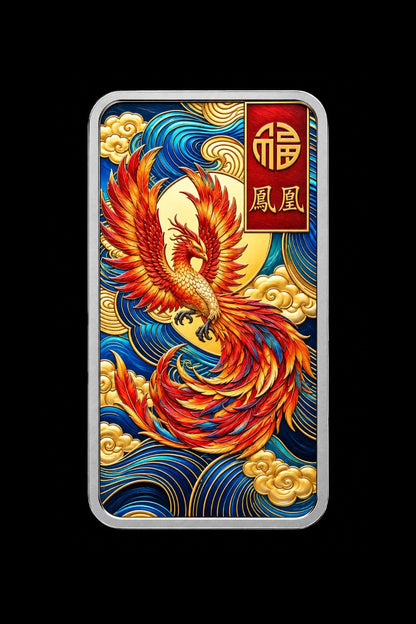 PAMP USA Good Luck Phoenix 1 oz Silver Bar in Colour (150 Mintage)