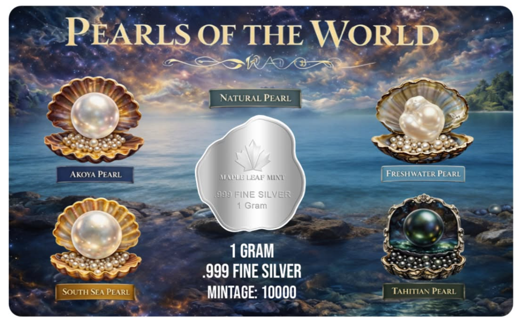 New Series! Natural Pearl Shaped 1g Silver Medal in Card