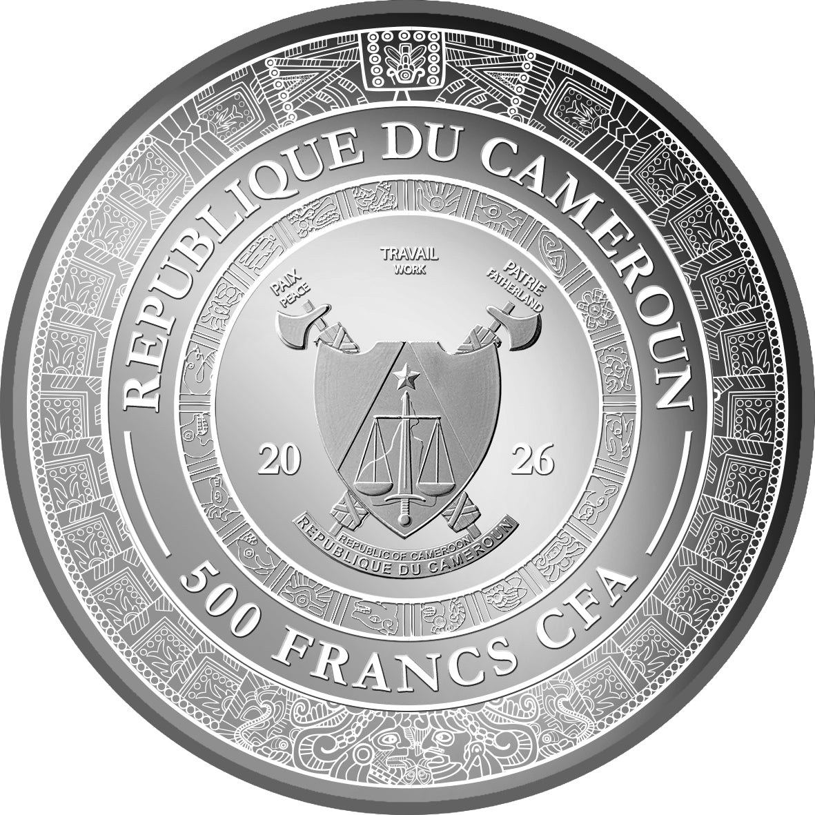 2026 Cameroon Mexican Cinco Grandes Grey Wolf 1/4 oz Silver Coin in Card