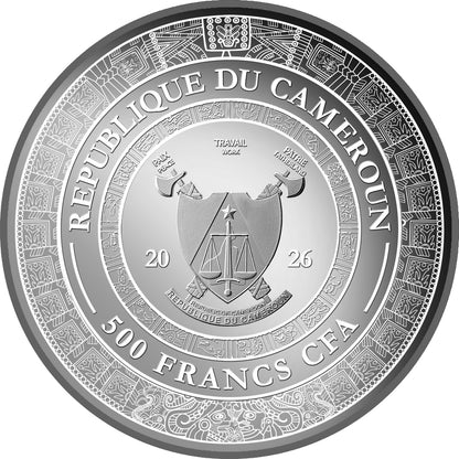 2026 Cameroon Mexican Cinco Grandes Grey Wolf 1/4 oz Silver Coin in Card