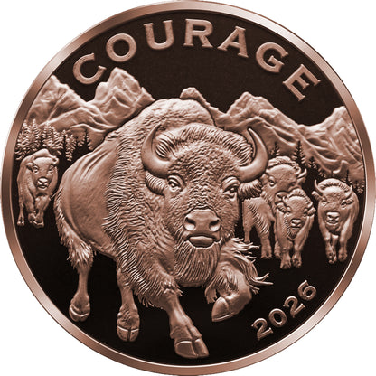 2026 Cameroon Wildlife Values Bison Courage Proof 5 oz Copper Coin (07/17)