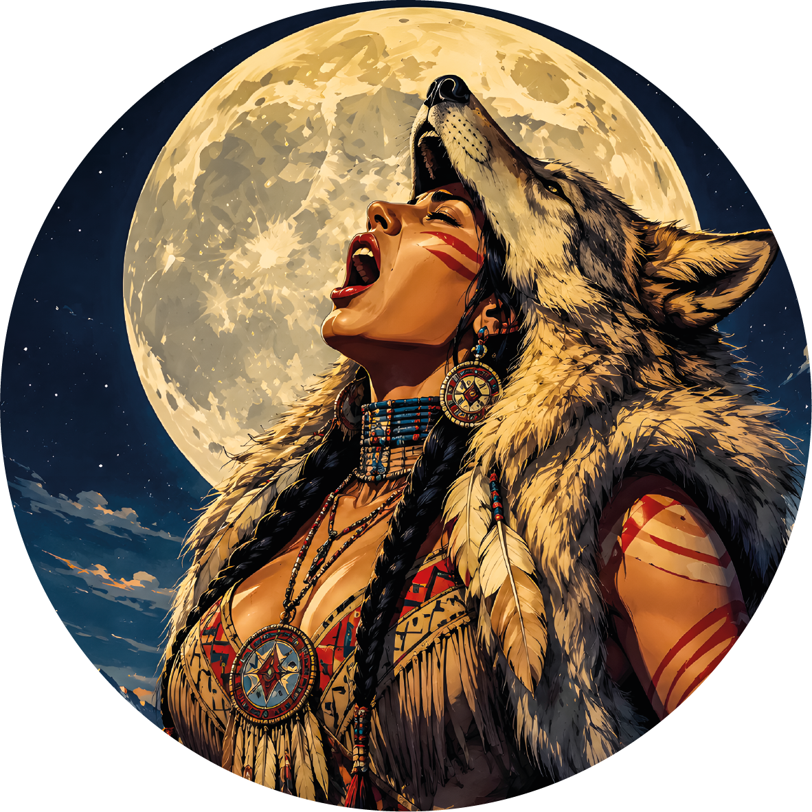 The Spirit Howls Colorized 1/2 oz Silver Round by Hayleybug Mint (06/29)
