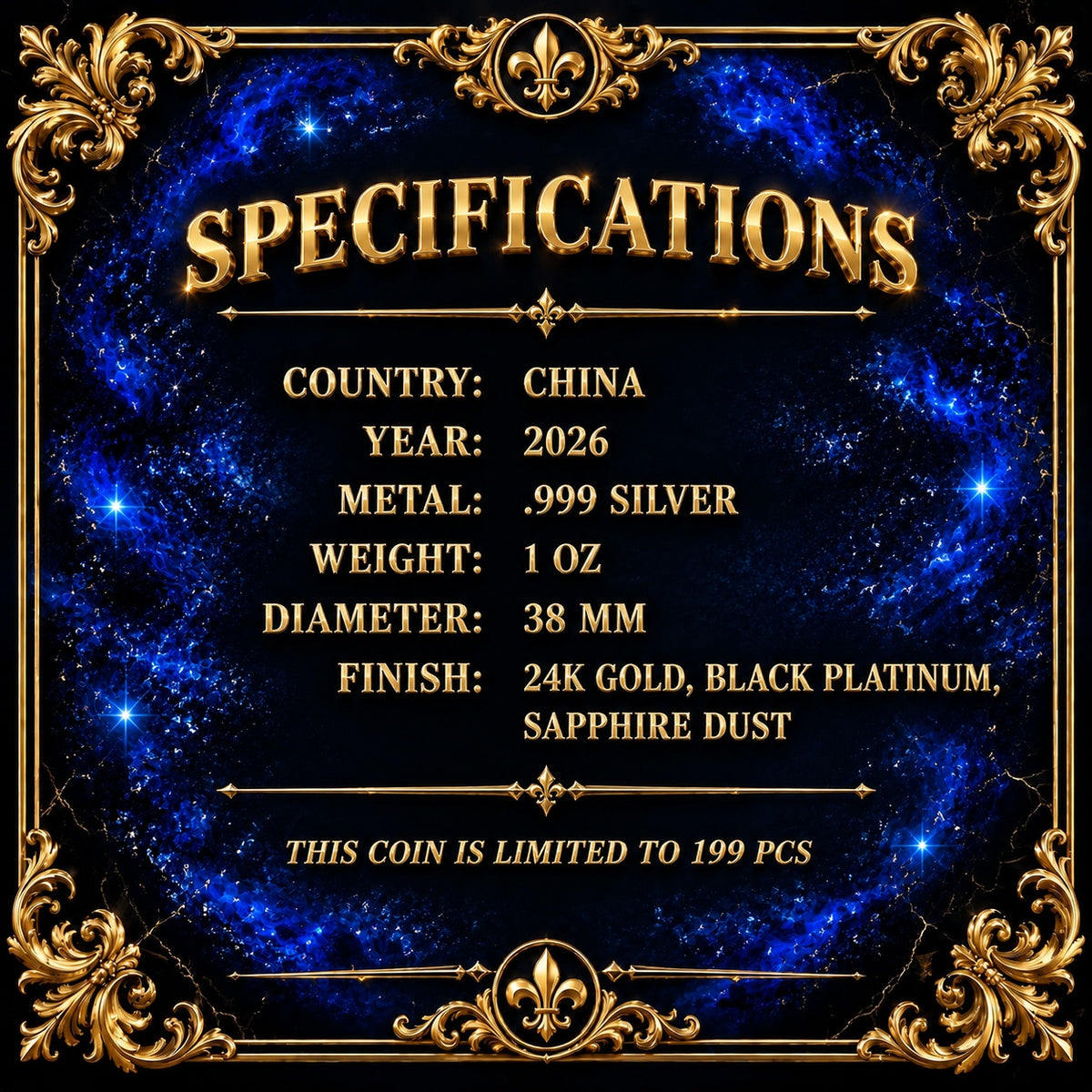 2026 China Dragon Imperial Blue Edition 1 oz Silver Coin