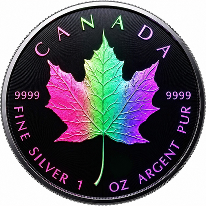 2026 Canada Maple Leaf Cyber Neon Holo Edition 1 oz Silver Coin