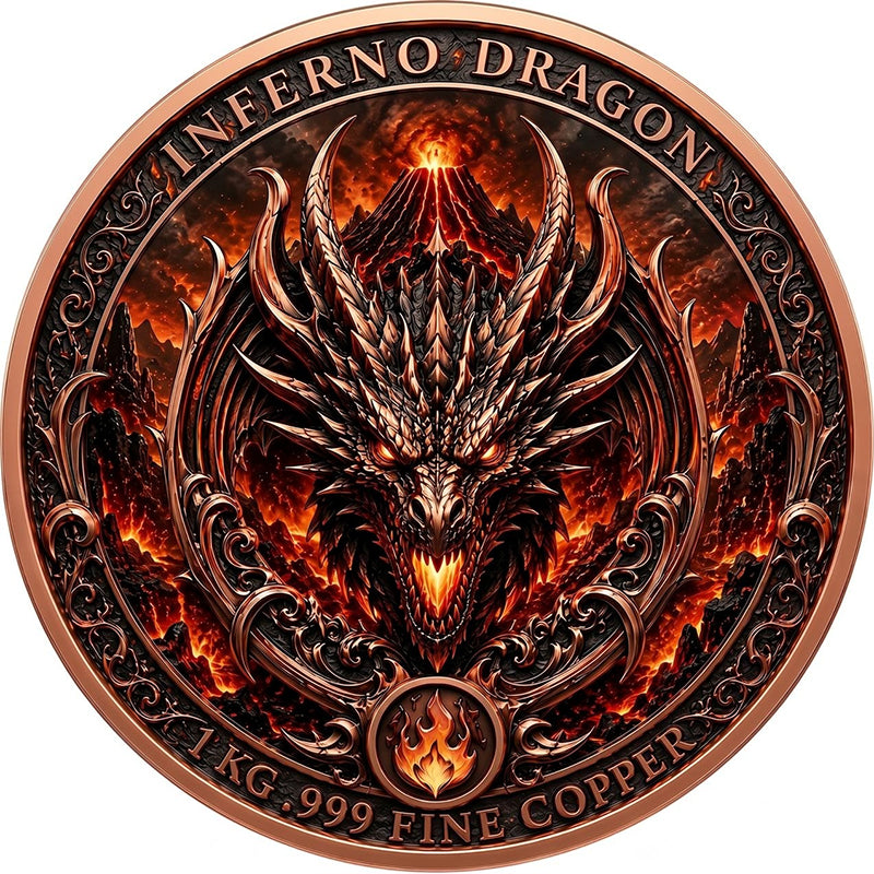 Inferno Dragon The Fire Tyrant 1 Kilo Copper Medal (07/10)