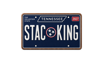 2027 Stacking Across America Tennessee License Plate Colorized 1 oz Copper Bar (Series 3)