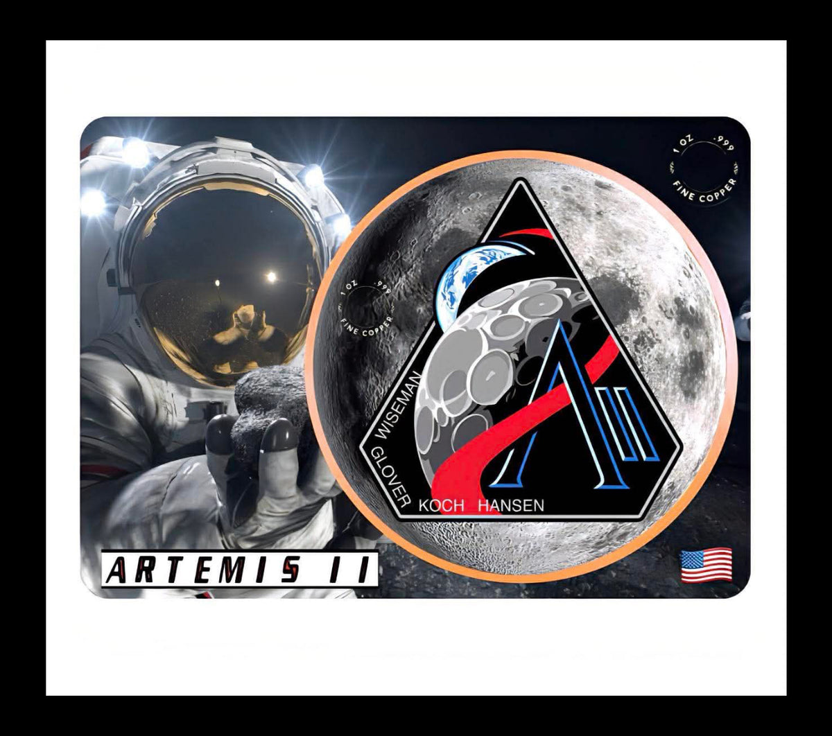 In Stock! Artemis II Colorized 1 oz Copper Round in Card