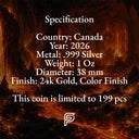2026 Canada Maple Leaf Phoenix Rising Edition 1 oz Silver Coin