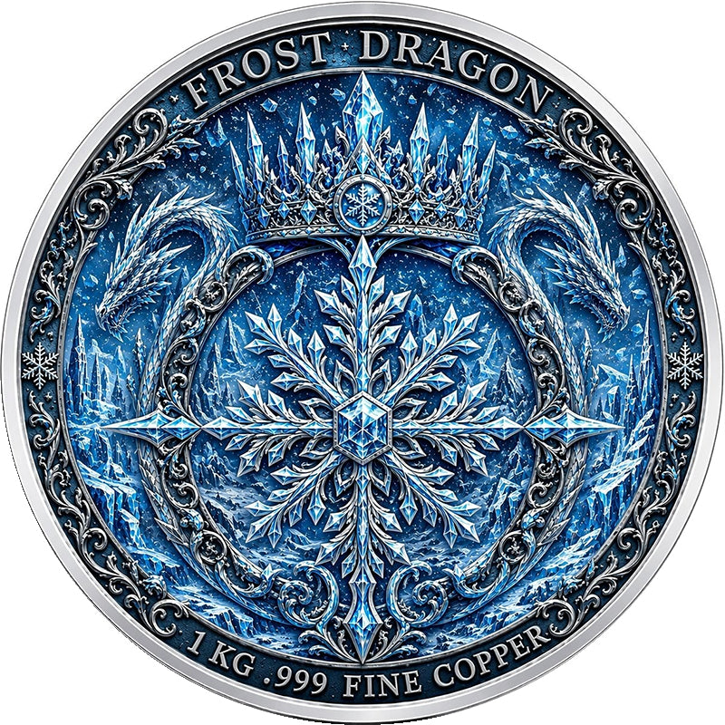 Frost Dragon The Ice Emperor Colorized 1 Kilo Copper Medal (07/22)