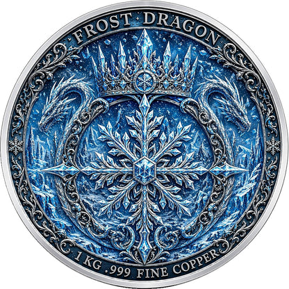 Frost Dragon The Ice Emperor Colorized 1 Kilo Copper Medal (07/22)