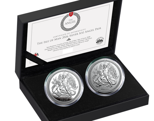2026 Isle of Man Angel Reverse Proof 2 x 1 oz Silver Coin Set (07/10)