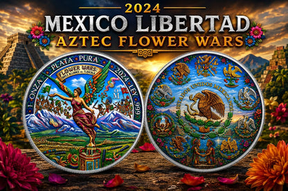 2024 Mexico Libertad Aztec Flower Wars Edition 1 oz Silver Coin (07/21)